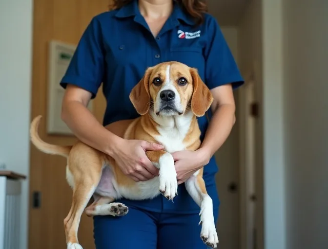 Technician respectfully transporting a deceased dog in Sassafras